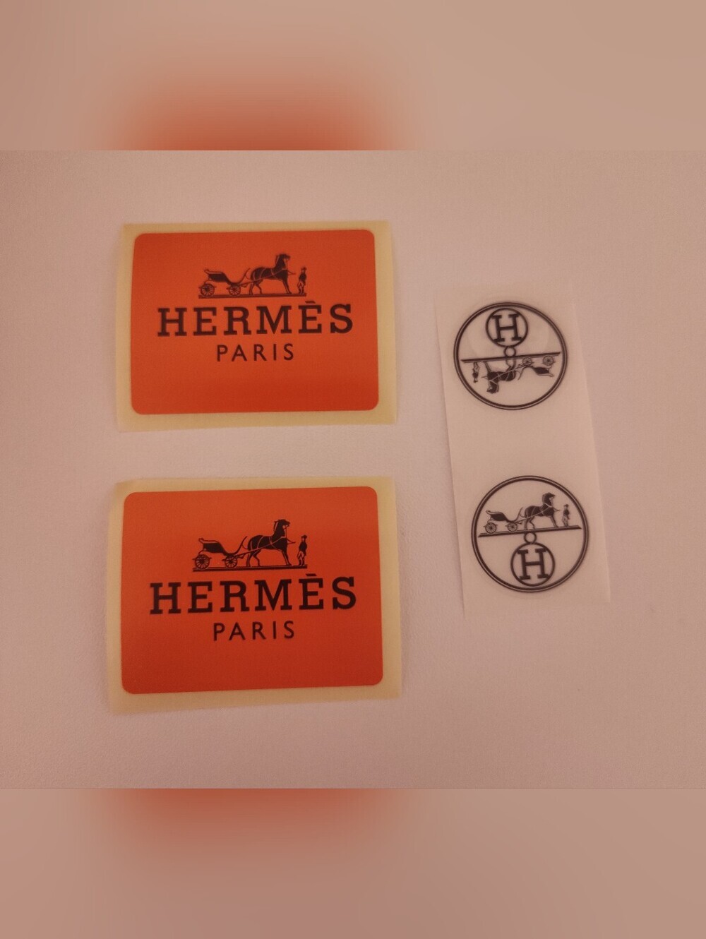 HERMÈS Paris Orange Logo Decal Sticker Set of 4 Luxury Gift Box Seals France